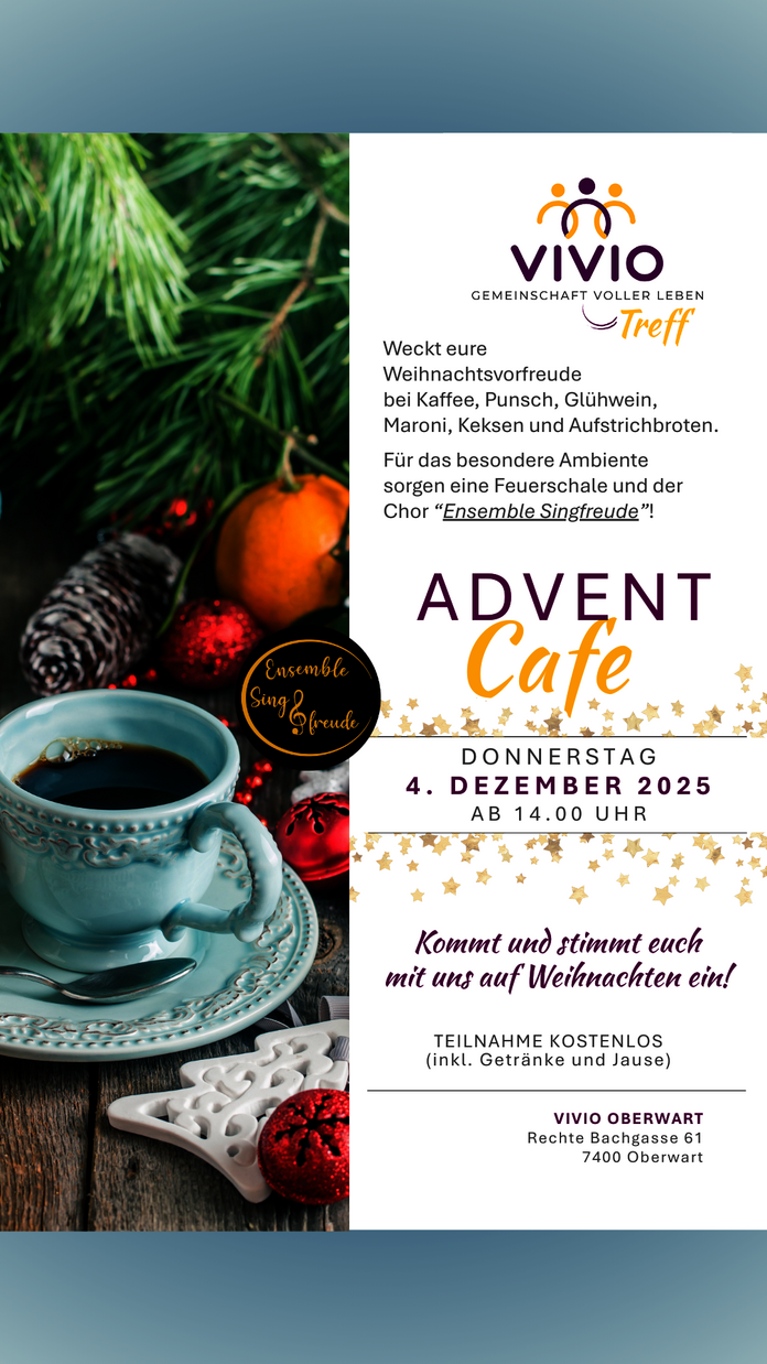 Plakat mit Informationen zum Advent Cafe