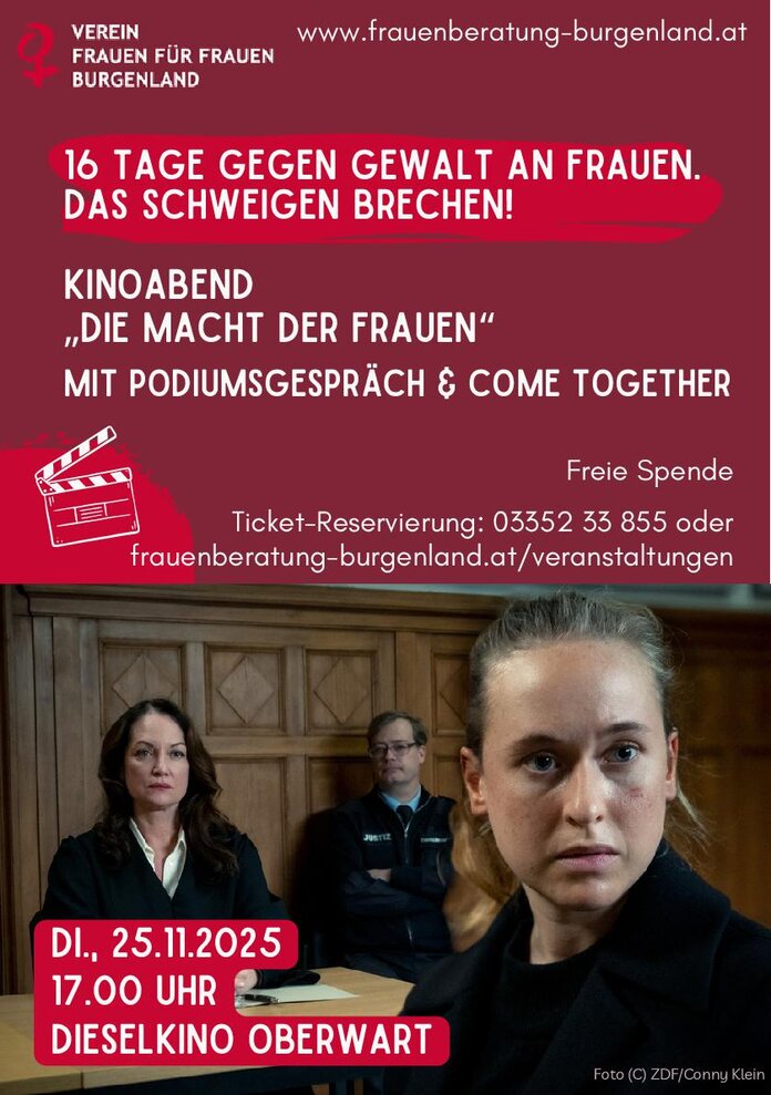 Plakat Kinoabend "Die Macht der Frauen" mit Podiumsdiskussion