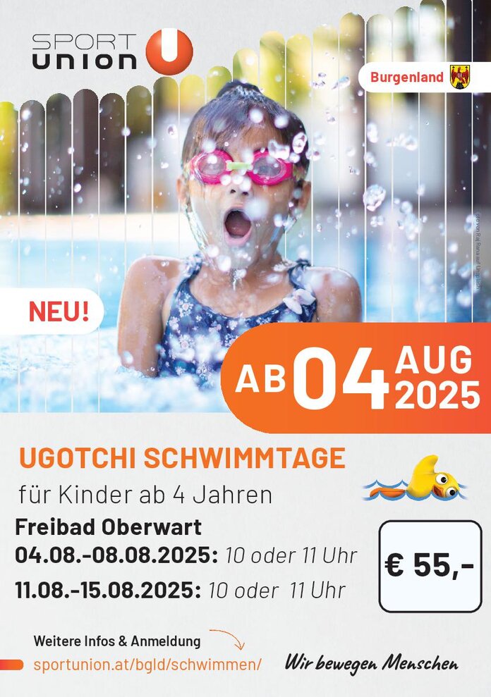 Plakat der Sportunion zum Schwimmkurs in Oberwart